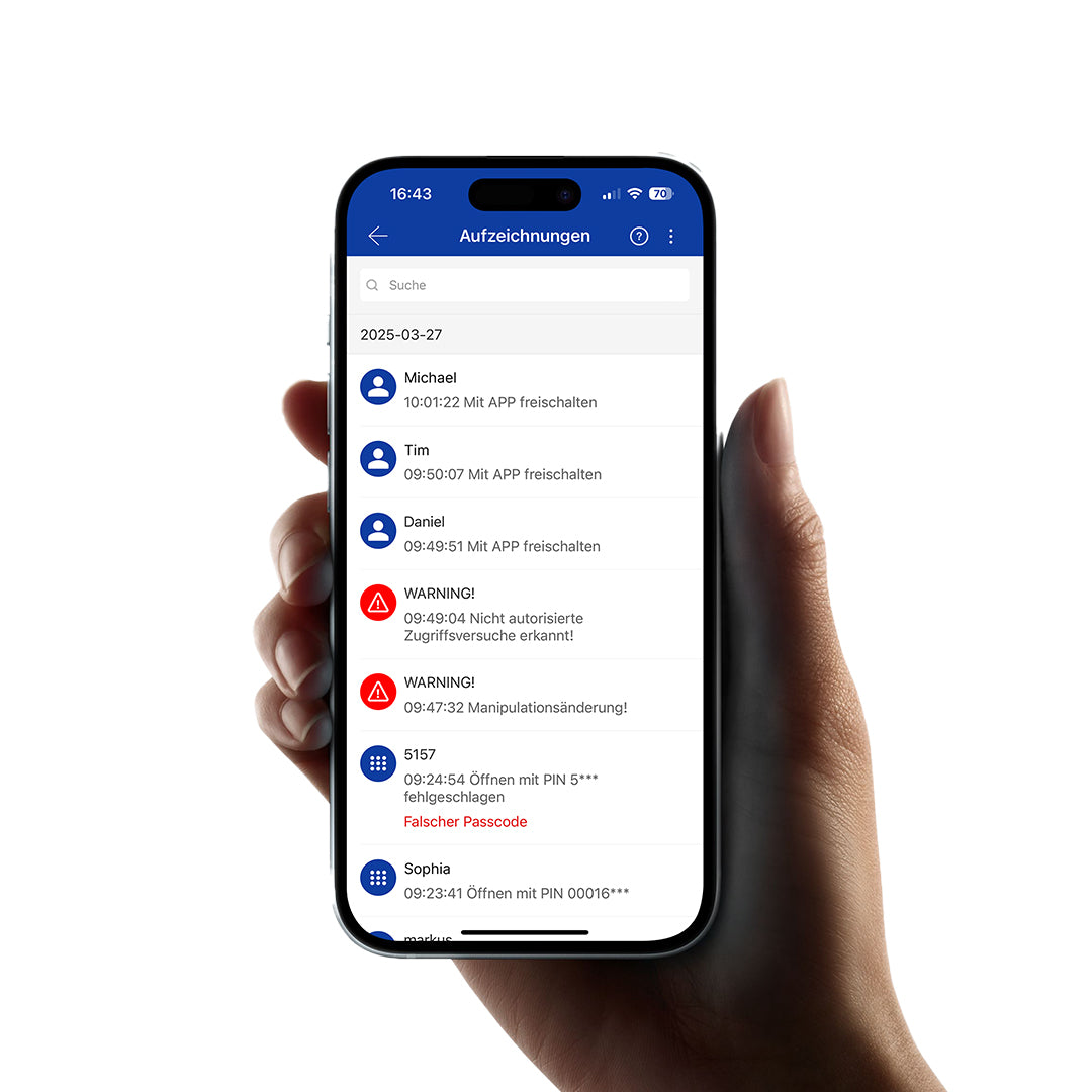 Zutrittskontrolle - Ereignisliste in Echtzeit